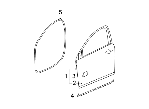 2008 Saturn Aura Front Door Lower Weatherstrip Diagram for 25813619