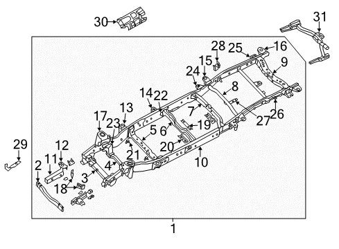 2012 Nissan NV3500 Frame & Components, Trailer Hitch Components Member Assy-Side, Front RH Diagram for E0110-1PAMA