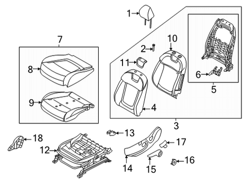 2022 Hyundai Santa Cruz Driver Seat Components SHIELD COVER-FR SEAT OTR, LH Diagram for 88010-CW010-NNB