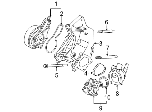 2006 Honda Accord Water Pump Bolt, Stud (10X60) Diagram for 92900-10060-0B