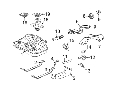 1997 Honda CR-V Senders Band Assembly, Driver Side Fuel Tank Mounting Diagram for 17522-S10-010