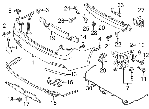 2016 Hyundai Genesis Rear Bumper Ultrasonic Sensor Assembly-Bws Diagram for 95720-B1002-YB6