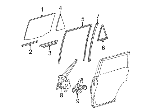 2020 Toyota 4Runner Rear Door Run Channel Diagram for 68142-35050