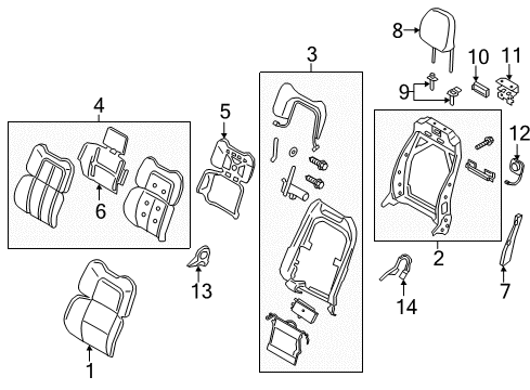 2018 Lincoln Navigator Front Seat Components Seat Back Heater Diagram for GD9Z-14D696-S