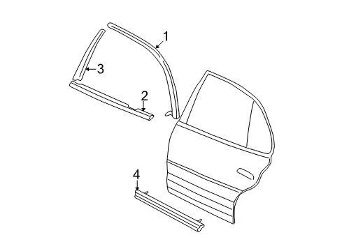 2000 Buick Century Exterior Trim - Rear Door Molding Asm-Rear Side Door Center(RH) *Galaxy Silvr Diagram for 10316767