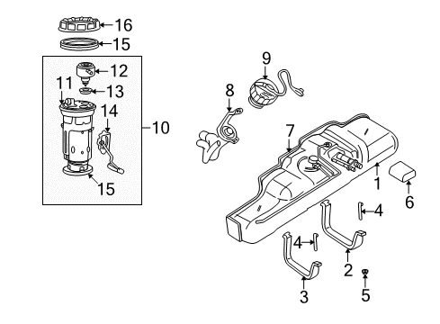 1998 Dodge B2500 Senders Fuel Pump Assembly Diagram for 5014789AB