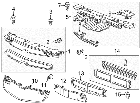 2013 Chevrolet Cruze Grille & Components Upper Support Diagram for 94560622