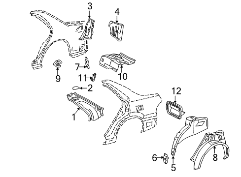 1998 Lexus ES300 Inner Structure - Quarter Panel Inner Wheelhouse Gusset Diagram for 61645-33010