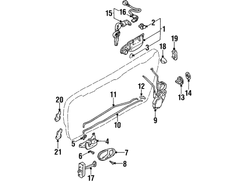 1998 Mitsubishi Eclipse Front Door Latch Front Door Diagram for MR199134