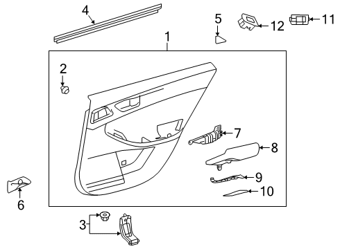 2022 Toyota Avalon Interior Trim - Rear Door Armrest Assembly Diagram for 74250-07011-B2