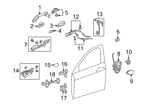 2012 Honda Accord Front Door Handle, Passenger Side (Polished Metal Metallic) Diagram for 72141-TA5-A01ZF