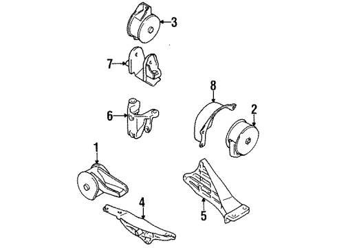 1997 Geo Metro Engine & Trans Mounting Bracket Diagram for 96060019