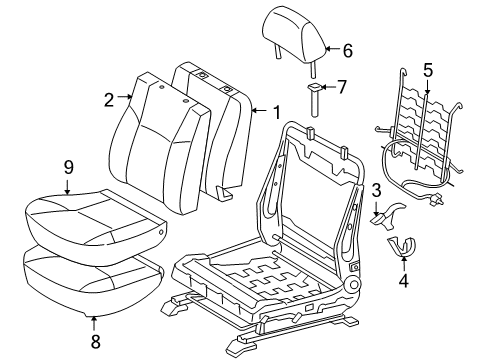 2007 Toyota Tacoma Front Seat Components Seat Cushion Pad Diagram for 71512-AD010