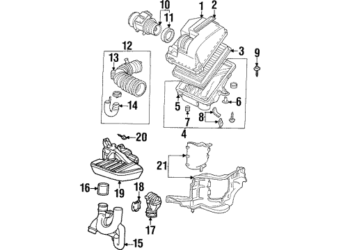 1995 Acura TL Air Intake Cover, Air Cleaner Diagram for 17210-P1R-A00