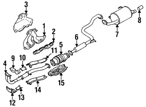 1998 Nissan 200SX Exhaust Manifold Three Way Catalyst Converter Diagram for 20800-4M225