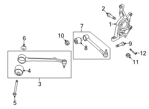 2011 Hyundai Genesis Coupe Front Suspension Components, Lower Control Arm, Stabilizer Bar Bolt Diagram for 11406-12406-K
