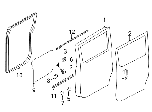 2018 Chevrolet City Express Side Loading Door - Door & Components Lower Weatherstrip Diagram for 19316923