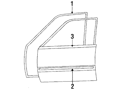 1985 Toyota Tercel Front Door MOULDING Assembly, Front Do Diagram for 75720-16070