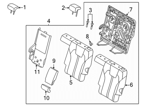 2021 Kia Sorento Second Row Seats Pad-Rear Seat Back, L Diagram for 89351R5300