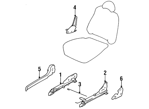 1997 Hyundai Accent Tracks & Components Seat Track Diagram for 88625-22130