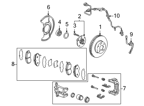 2005 Acura TSX Anti-Lock Brakes Hose Set, Left Front Bra Diagram for 01465-SDA-A03