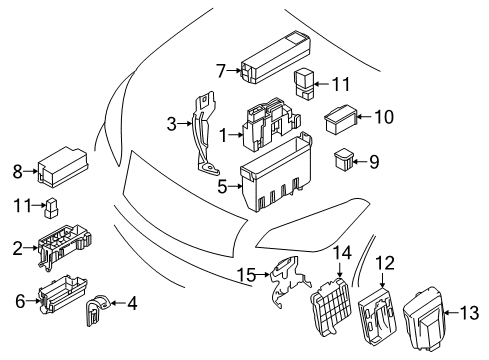 2018 Infiniti Q70L Fuse & Relay Bracket - IPDM Diagram for 284B5-1MA0A