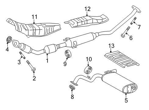 2010 Pontiac Vibe Exhaust Components Shield, Catalytic Converter Heat Diagram for 19184738