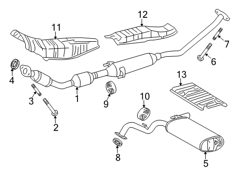 2010 Pontiac Vibe Exhaust Components Converter & Pipe Gasket Diagram for 88975833