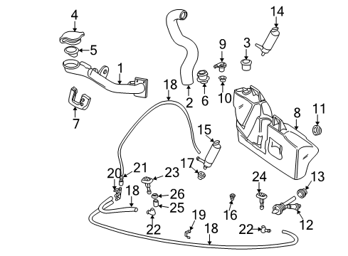 1996 BMW 750iL Headlamp Washers/Wipers Washer Fluid Reservoir Diagram for 61668352898