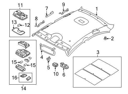 2016 Kia Optima Interior Trim - Roof Lamp Assembly-Room Diagram for 928503R00087