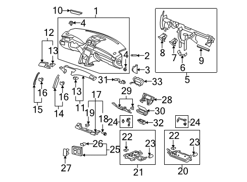 2005 Acura RL Cluster & Switches, Instrument Panel Bracket, Joint Center Diagram for 77115-SJA-A00