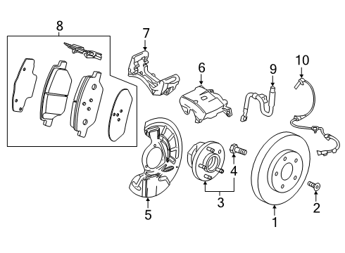 2020 Cadillac XT4 Brake Components Dust Shield Diagram for 84363064