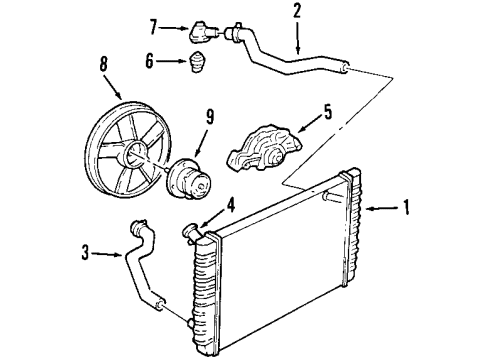 1999 Oldsmobile Intrigue Alarm System Fan Kit, Engine Coolant Diagram for 22126185