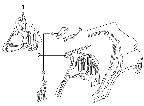 2021 Chevrolet Equinox Inner Structure - Quarter Panel Upper Reinforcement Baffle Diagram for 23243472