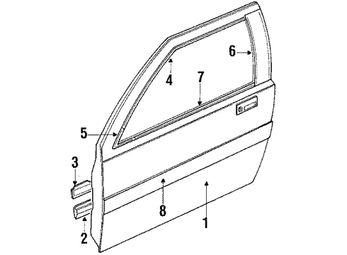 1989 Acura Integra Front Door Cylinder, Driver Side Door Diagram for 72146-SD2-A01