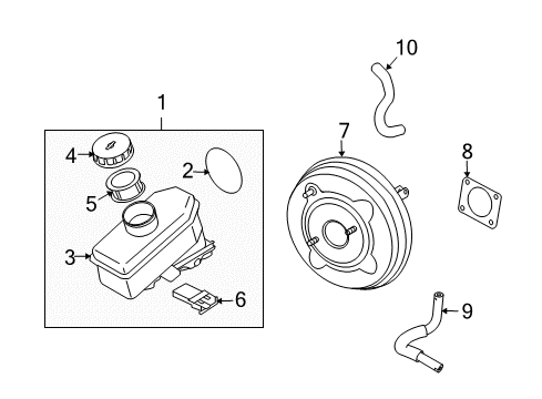 2010 Infiniti G37 Dash Panel Components Master Vac Assembly Diagram for D7210-EY02B