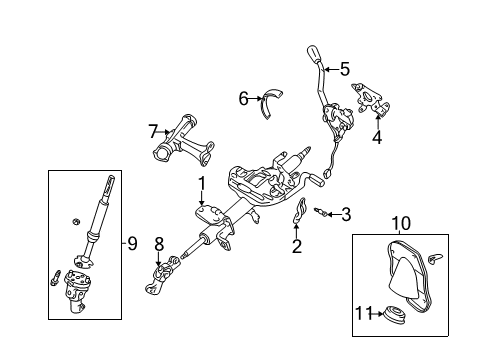 1997 Toyota Tacoma Steering Column Assembly Steering Column Diagram for 45200-04010