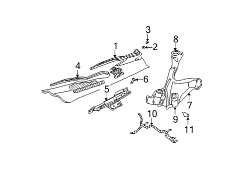 1999 Jeep Grand Cherokee Wiper & Washer Components Hose-Windshield Washer Diagram for 55155522AB