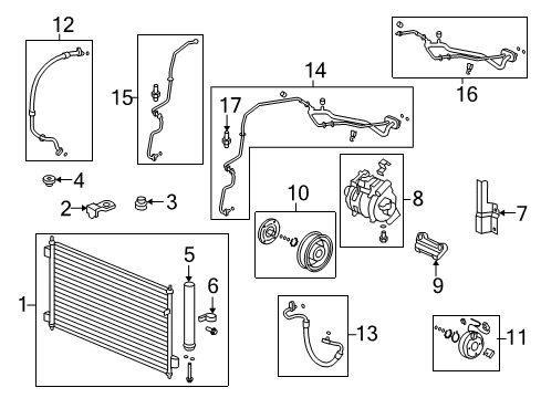 2009 Honda Accord A/C Condenser, Compressor & Lines Stator Set Diagram for 38924-R40-A01