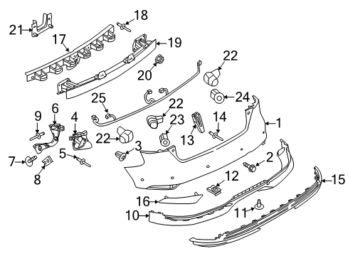 2016 Ford Focus Rear Bumper Grille Diagram for F1EZ-17232-A