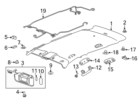 2018 Buick Envision Interior Trim - Roof Headliner Diagram for 84061479