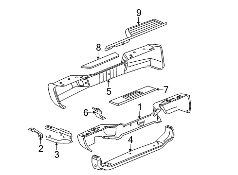 2008 Chevrolet Colorado Rear Bumper Bumper Mount Bracket Diagram for 15886442