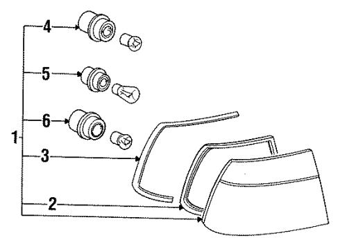 1991 BMW 850i Combination Lamps Rear Light In The Side Panel, Left Diagram for 63211383373
