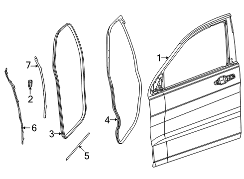 2022 Jeep Grand Wagoneer Door & Components W/STRIP-Front Door Body Mounted Diagram for 68498156AA