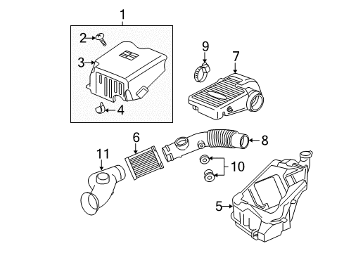 2007 GMC Envoy Air Intake Housing, Air Cleaner Diagram for 15810293