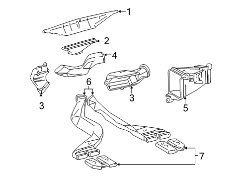 1999 Toyota Corolla Ducts Heater Duct Diagram for 55870-01010