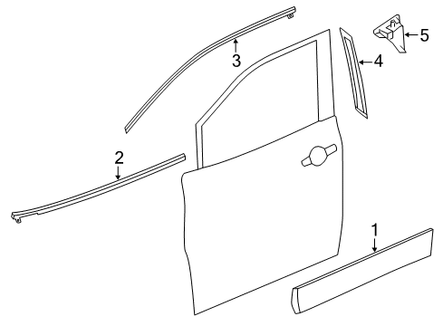 2015 Nissan Quest Exterior Trim - Front Door MOULDING Assembly - Front Door Outside, RH Diagram for 80820-1JA1C