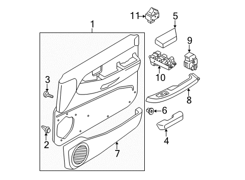 1998 Nissan Pathfinder Front Door Front Door Armrest, Left Diagram for 80941-0W200