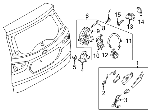 2019 Ford EcoSport Cargo Door Latch Diagram for GN1Z-5426413-C