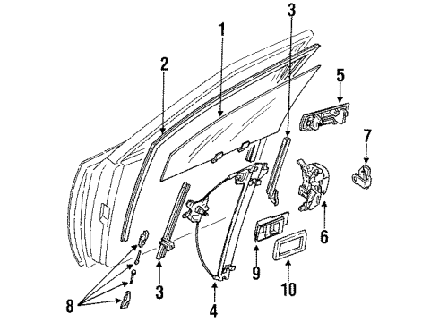 1990 Nissan Stanza Front Door - Glass & Hardware Front Door Outside Handle Assembly, Right Diagram for 80606-51E10